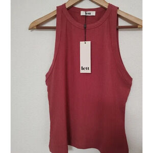 Lett Ventura High Neck Ribbed Tank Top Terracotta Mauve Women's Size Small